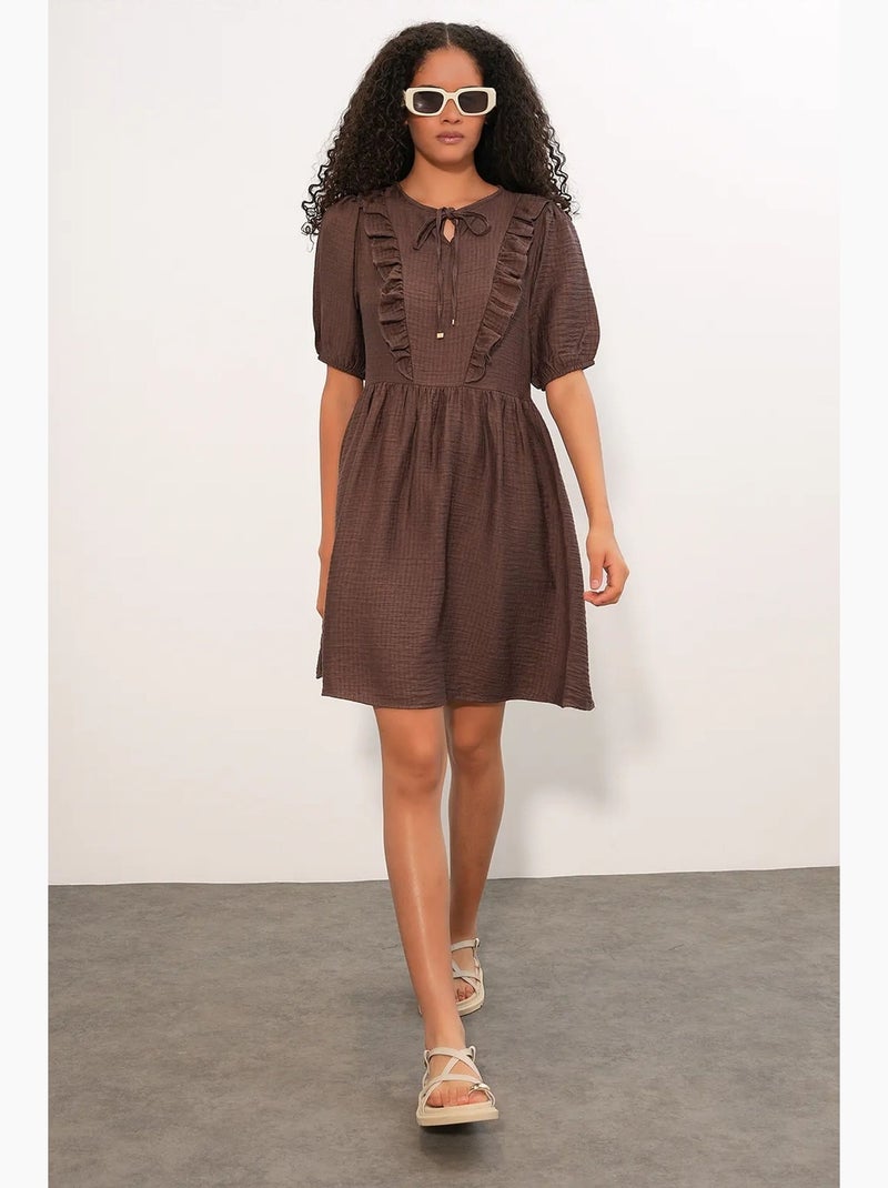 Vestido mini smock de mujer de línea a bdart Marrón - Kiabi