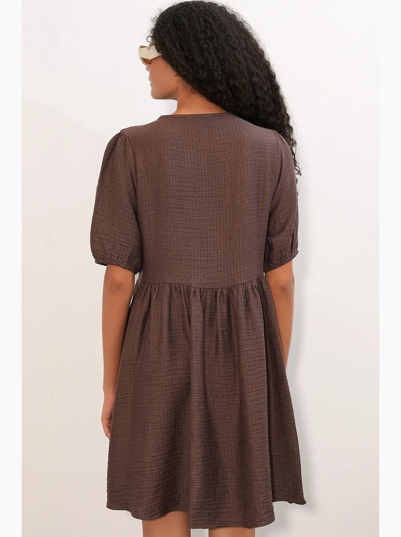 Vestido mini smock de mujer de línea a bdart Marrón - Kiabi