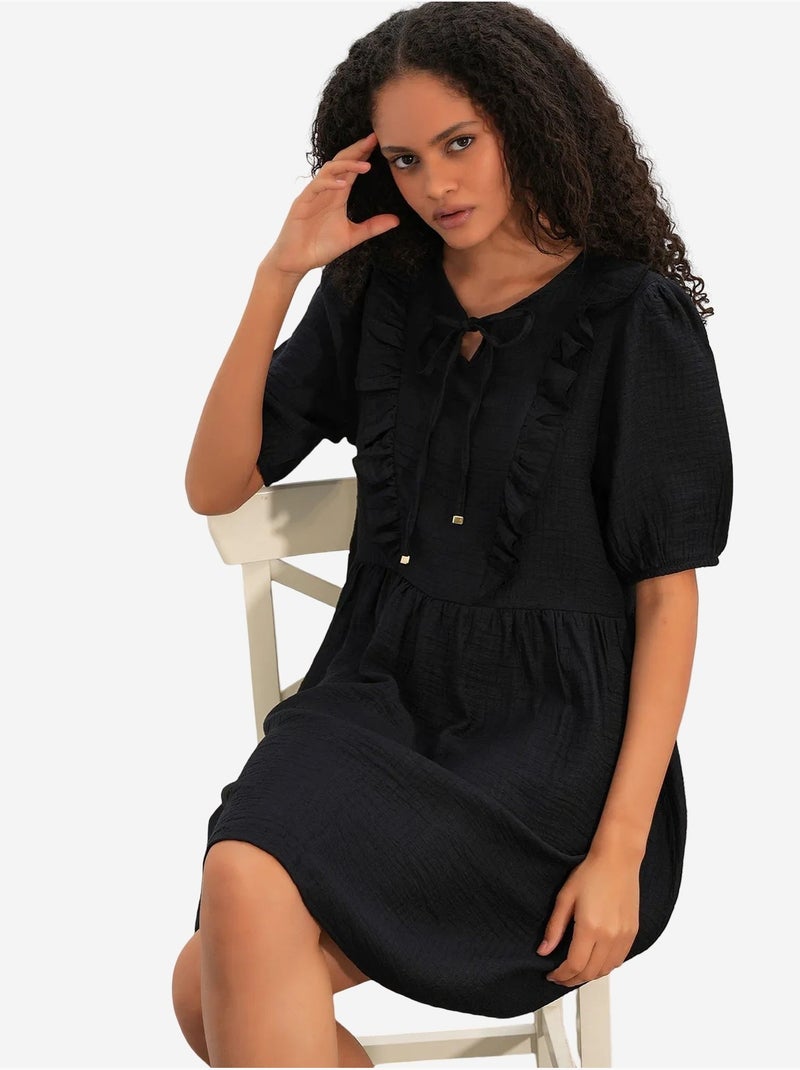 Vestido mini smock de mujer de línea a bdart Negro - Kiabi