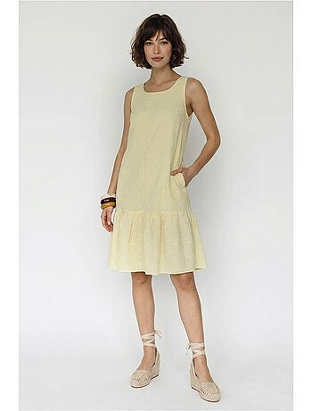 Vestido mini smock de muselina de algodón bordada lucci