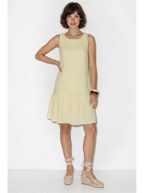 Vestido mini smock de muselina de algodón bordada lucci - Kiabi Vestido mini smock de muselina de algodón bordada lucci - Kiabi