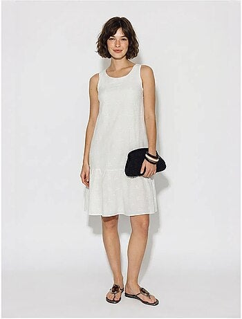 Vestido mini smock de muselina de algodón bordada lucci