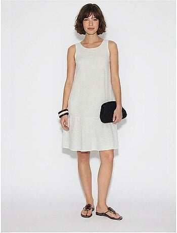 Vestido mini smock de muselina de algodón bordada lucci