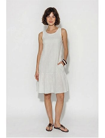 Vestido mini smock de muselina de algodón bordada lucci