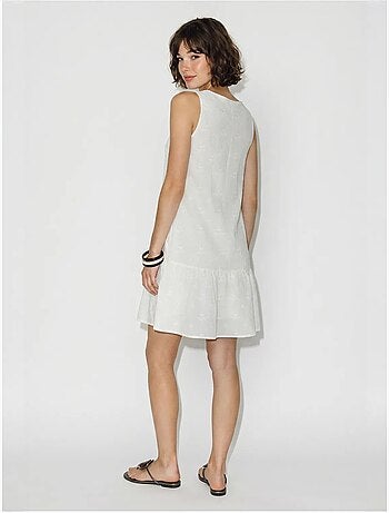 Vestido mini smock de muselina de algodón bordada lucci