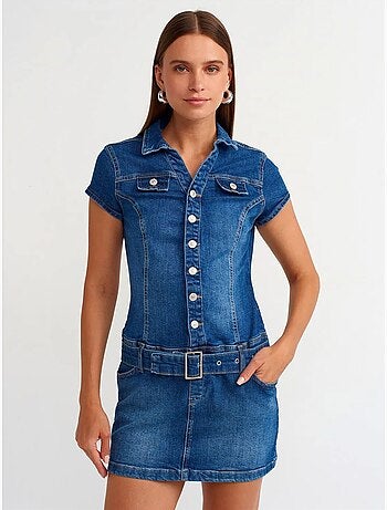 Vestido mini vaquero con cinturón dilvin