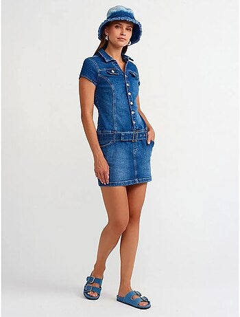 Vestido mini vaquero con cinturón dilvin