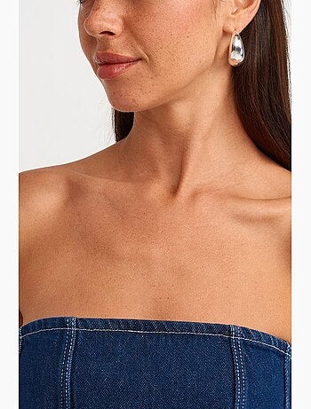 Vestido mini vaquero sin tirantes con cinturón dilvin