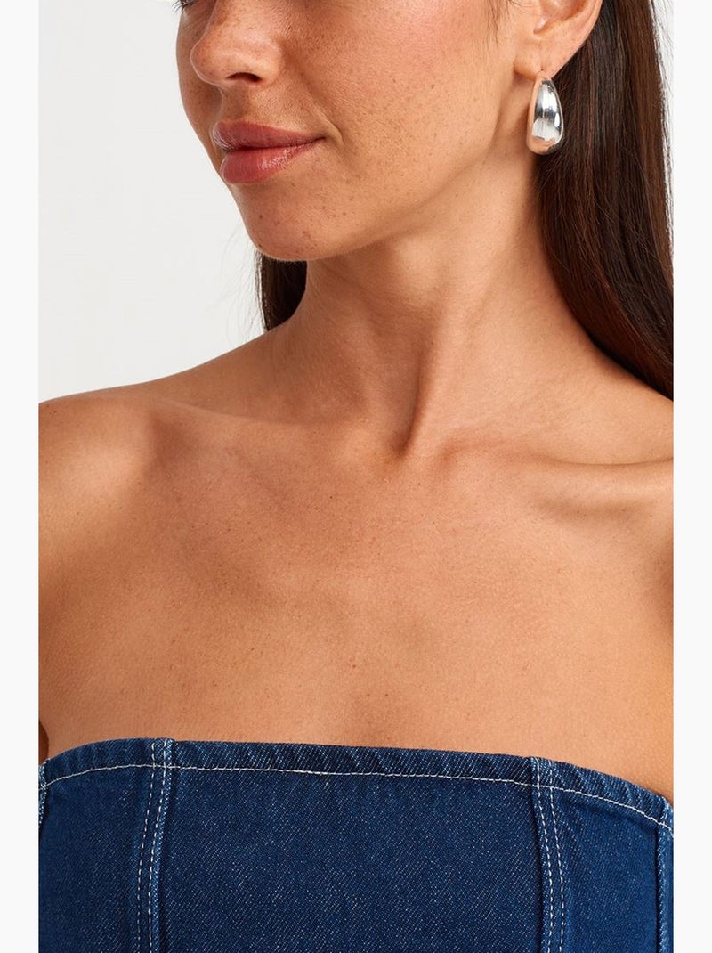 Vestido mini vaquero sin tirantes con cinturón dilvin Azul zafiro - Kiabi
