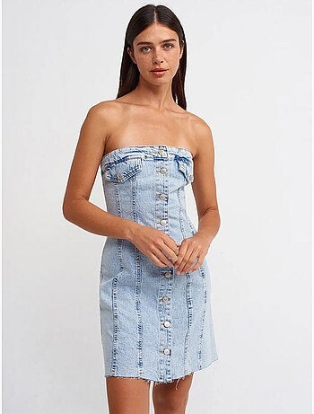 Vestido mini vaquero sin tirantes dilvin