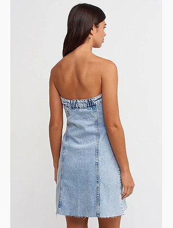 Vestido mini vaquero sin tirantes dilvin