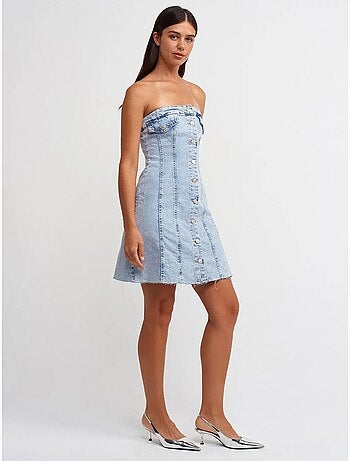 Vestido mini vaquero sin tirantes dilvin