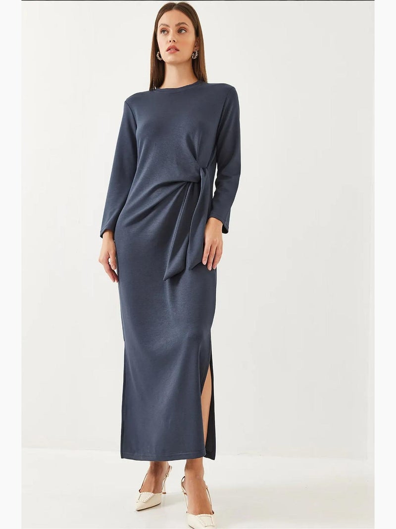 Vestido modal con detalle de lazo lucci Azul marino - Kiabi