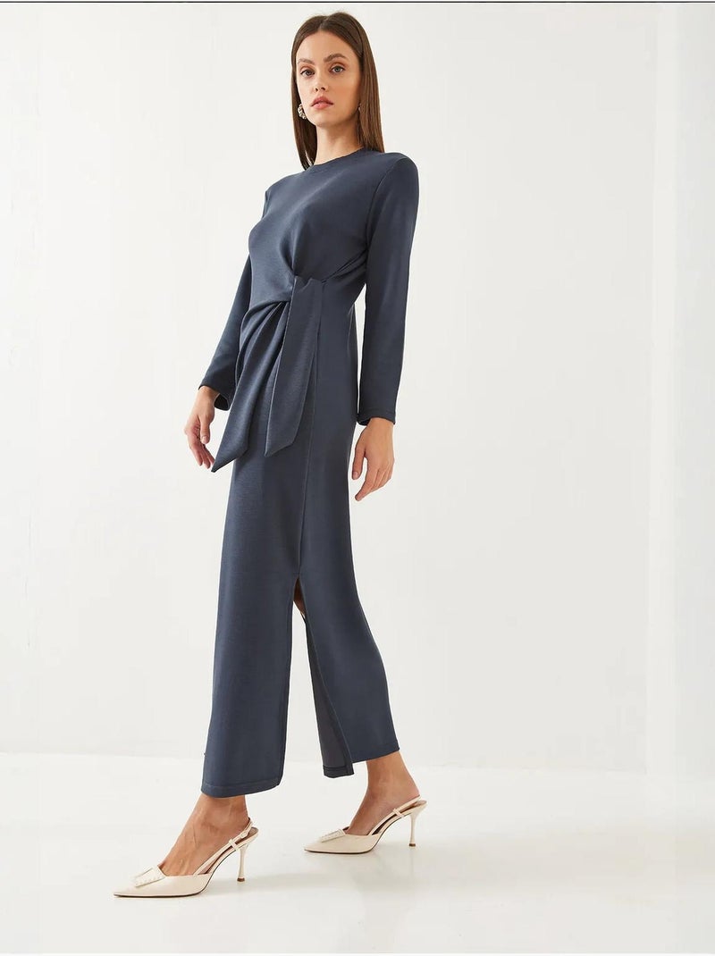 Vestido modal con detalle de lazo lucci Azul marino - Kiabi