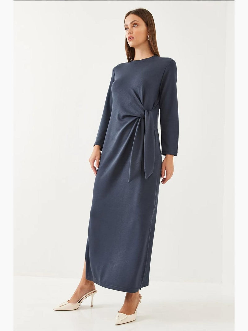 Vestido modal con detalle de lazo lucci Azul marino - Kiabi