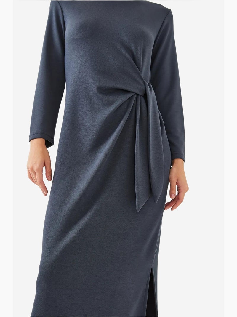 Vestido modal con detalle de lazo lucci Azul marino - Kiabi