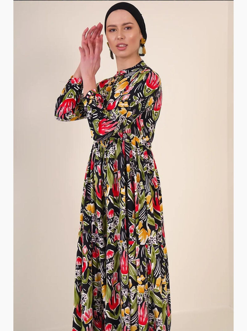 Vestido modesto con cuello mandarín bdart Negro - Kiabi