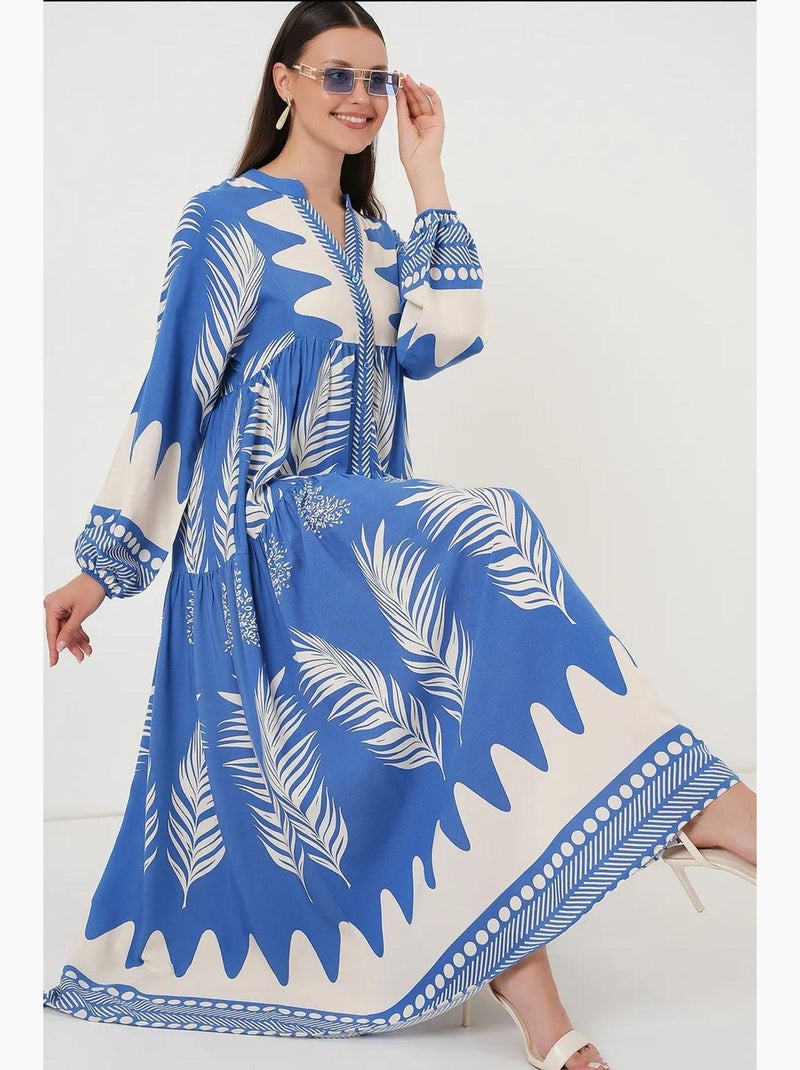 Vestido modesto estampado auténtico bdart Azul eléctrico - Kiabi