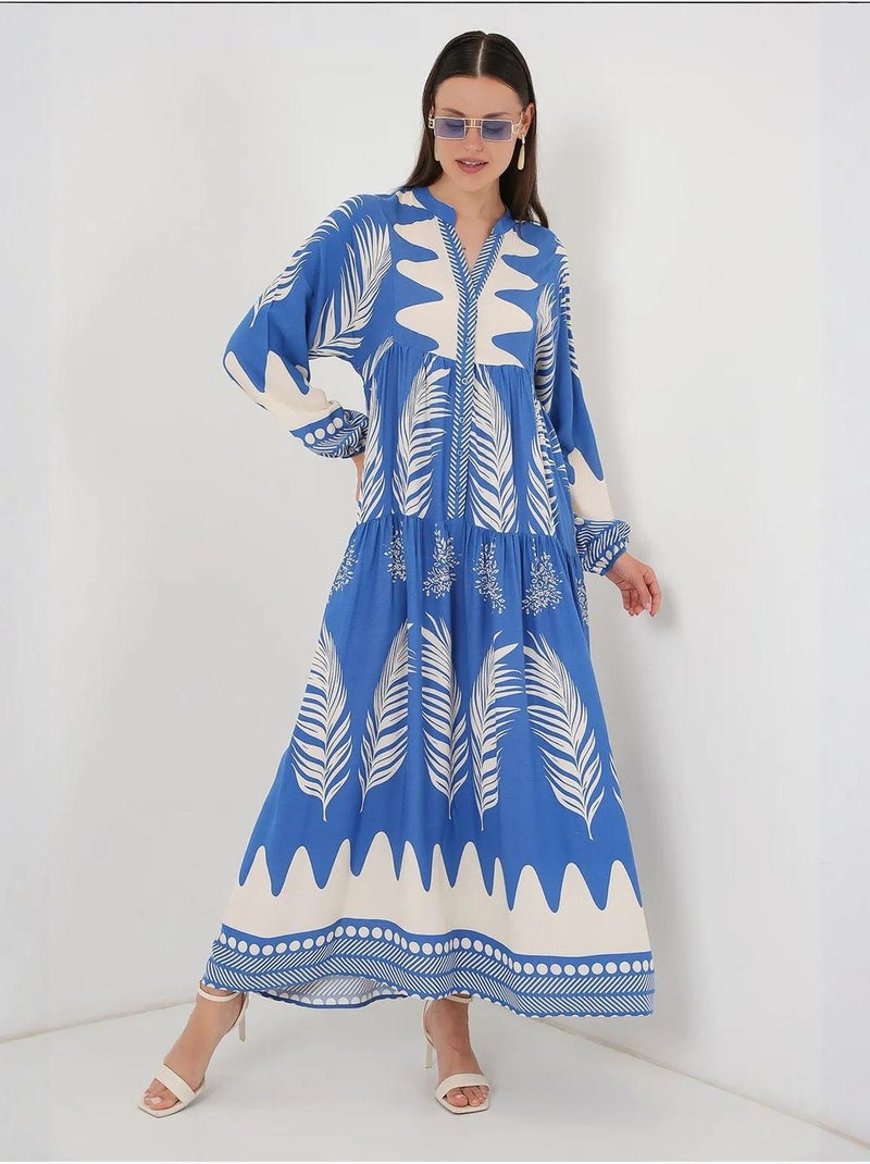 Vestido modesto estampado auténtico bdart Azul eléctrico - Kiabi