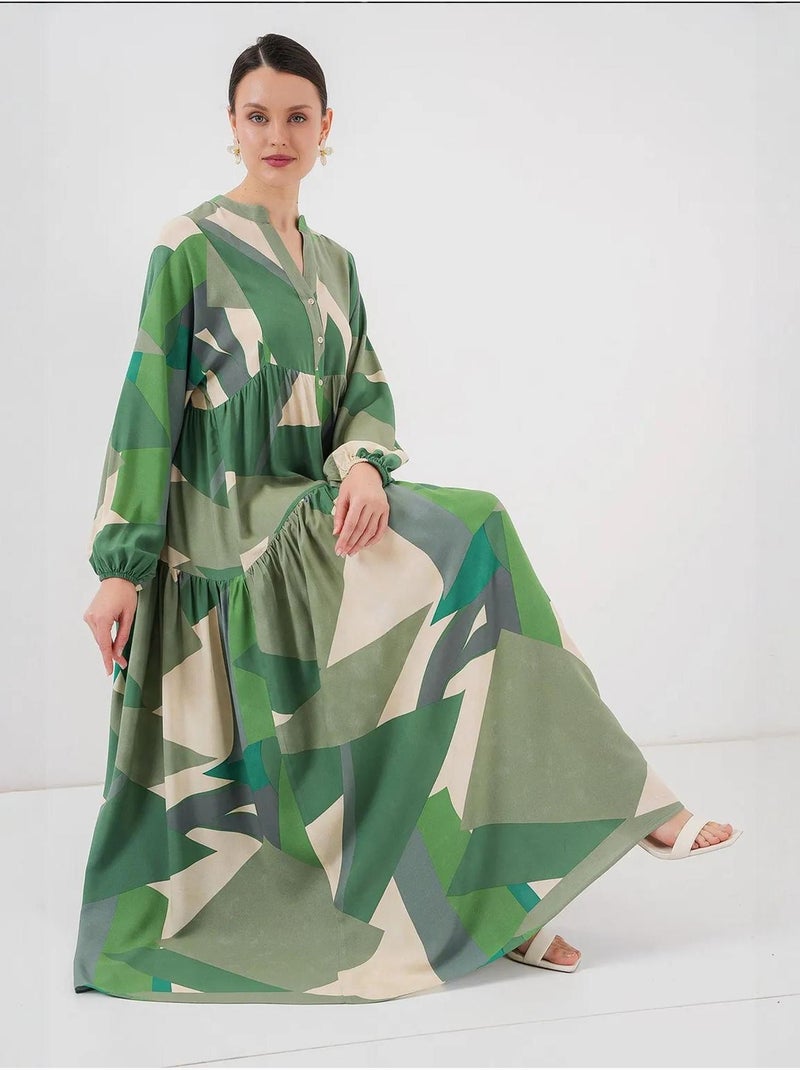 Vestido modesto estampado auténtico bdart Caqui - Kiabi