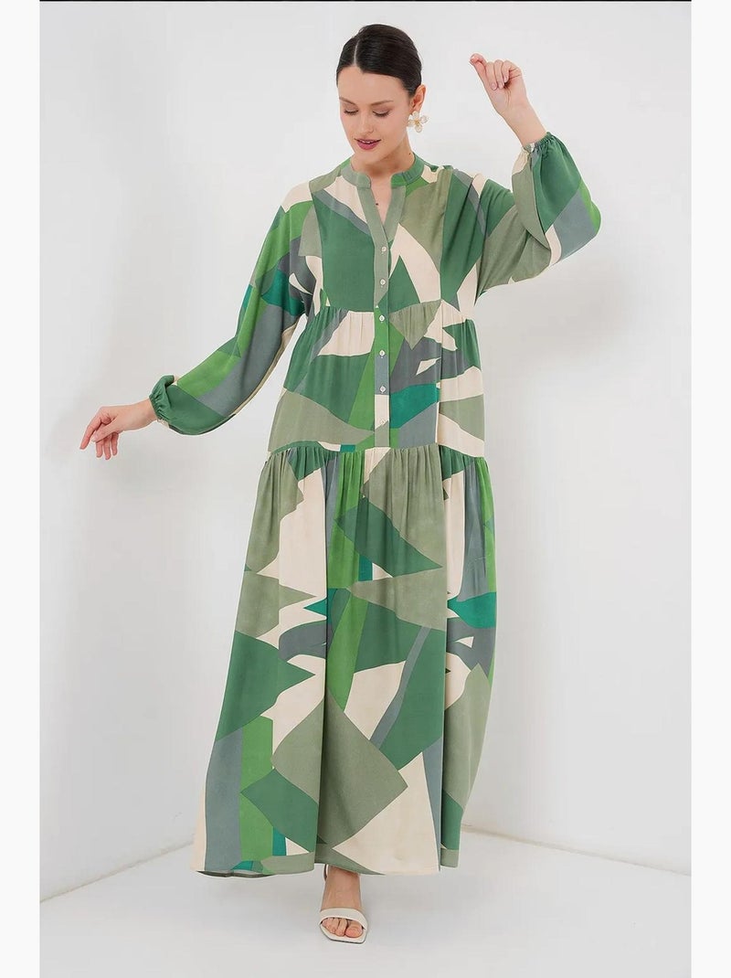 Vestido modesto estampado auténtico bdart Caqui - Kiabi