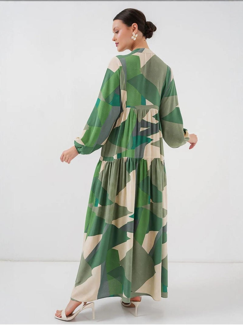 Vestido modesto estampado auténtico bdart Caqui - Kiabi