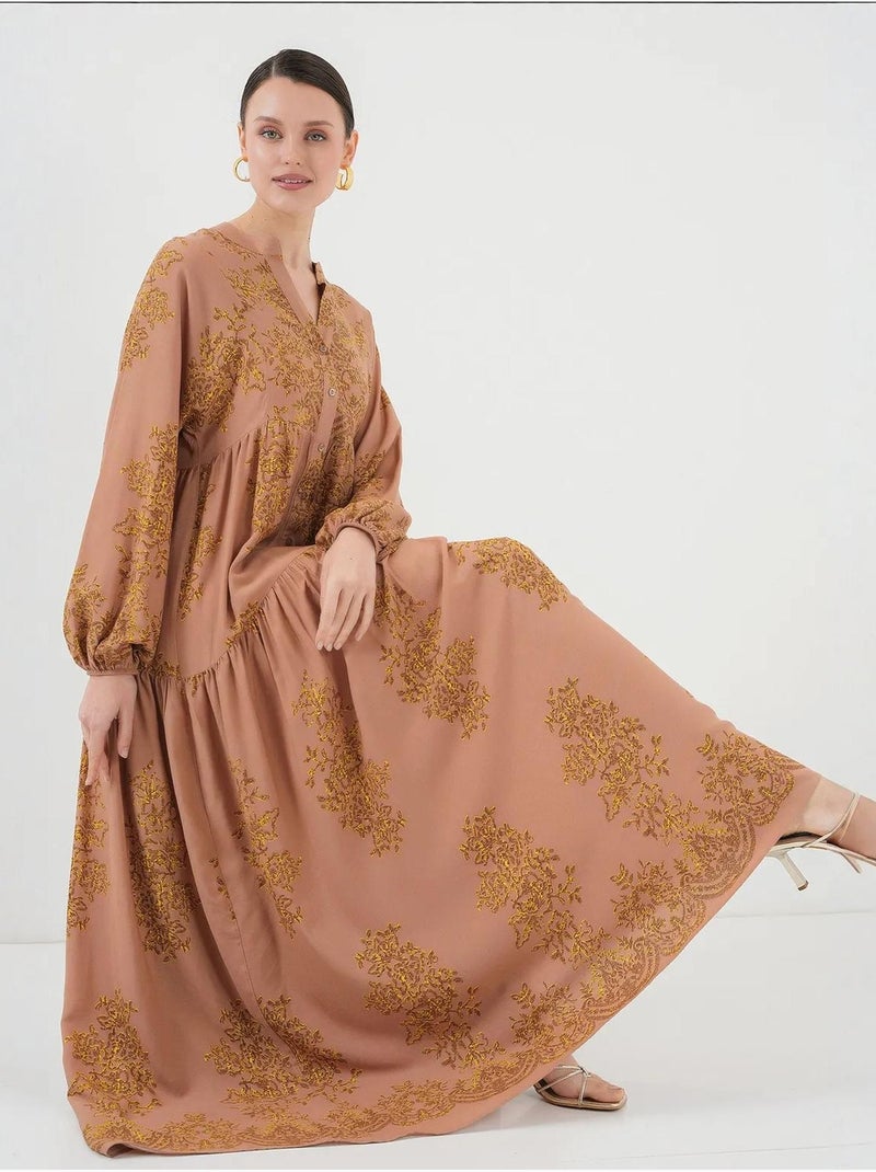 Vestido modesto estampado auténtico bdart Greige - Kiabi