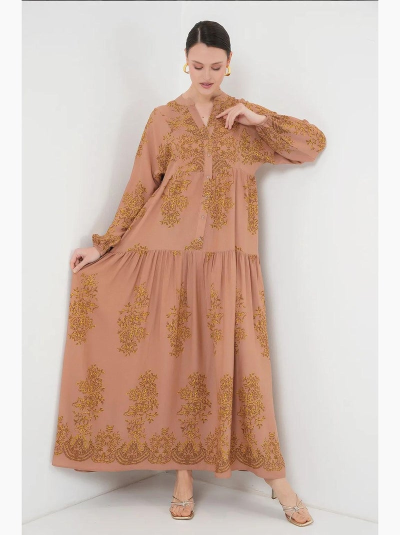 Vestido modesto estampado auténtico bdart Greige - Kiabi