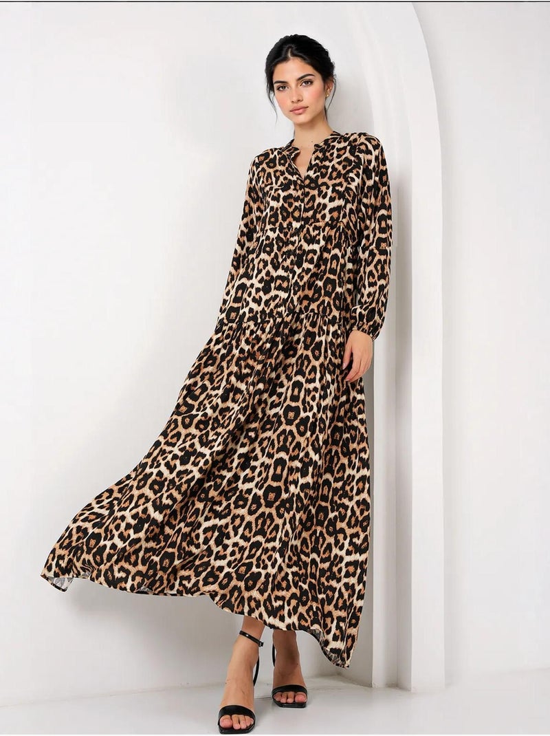 Vestido modesto estampado auténtico bdart Marrón oscuro - Kiabi