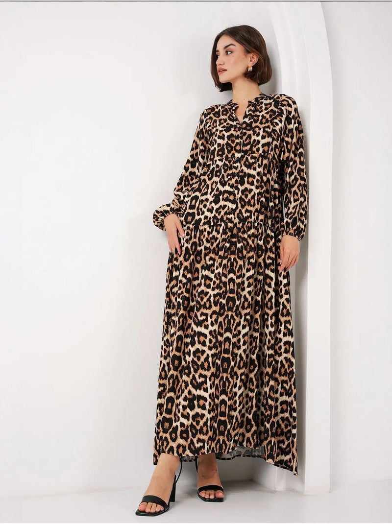 Vestido modesto estampado auténtico bdart Marrón oscuro - Kiabi