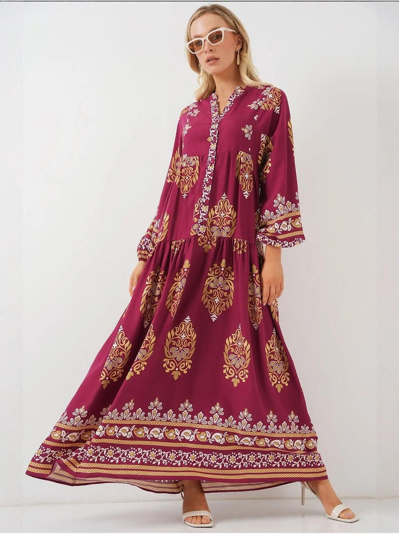 Vestido modesto estampado auténtico bdart Rojo burdeos - Kiabi