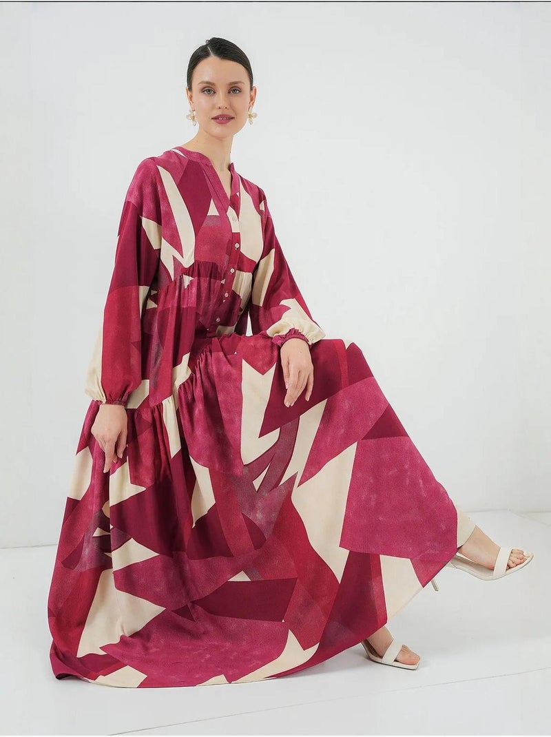 Vestido modesto estampado auténtico bdart Rojo granate - Kiabi