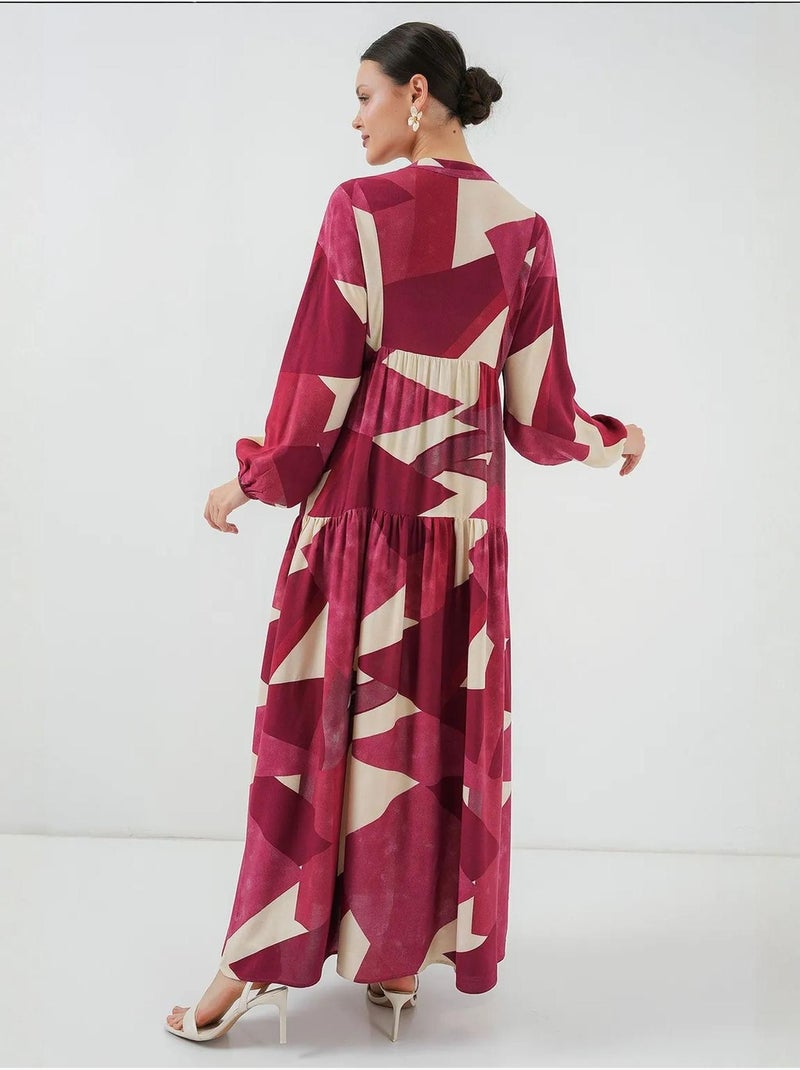 Vestido modesto estampado auténtico bdart Rojo granate - Kiabi