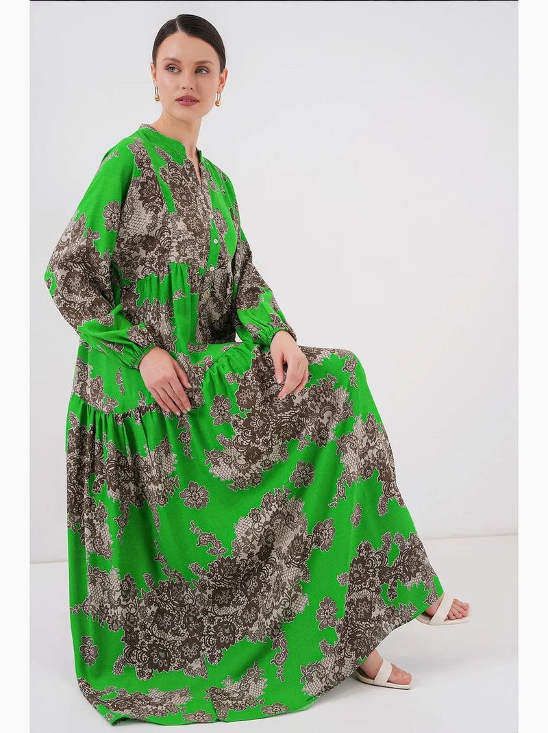 Vestido modesto estampado auténtico bdart Verde anís - Kiabi
