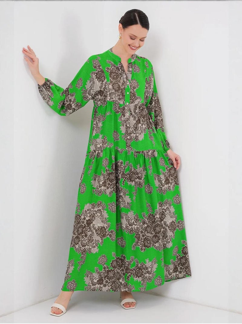 Vestido modesto estampado auténtico bdart Verde anís - Kiabi