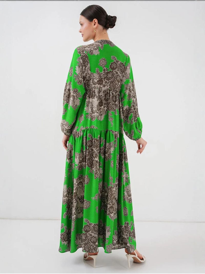 Vestido modesto estampado auténtico bdart Verde anís - Kiabi