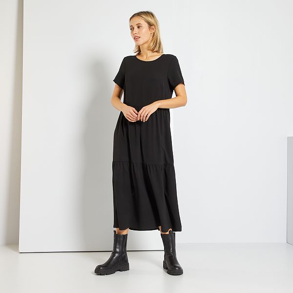 Vestido negro largo Mujer talla 34 a 48 - negro - Kiabi - 25,00€