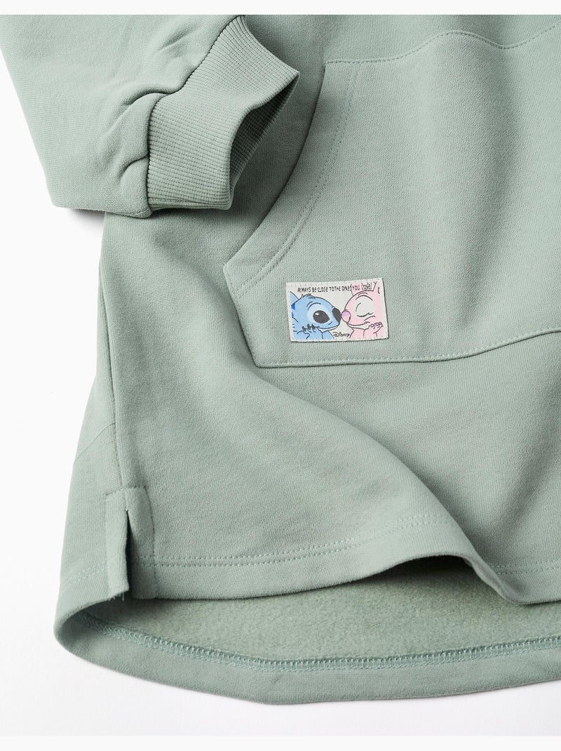 Vestido perchado con capucha y estampado de Stitch Verde - Kiabi