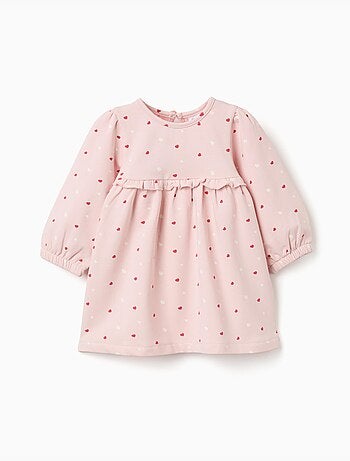 Vestido perchado con estampado de corazones