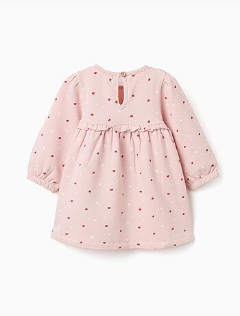 Vestido perchado con estampado de corazones