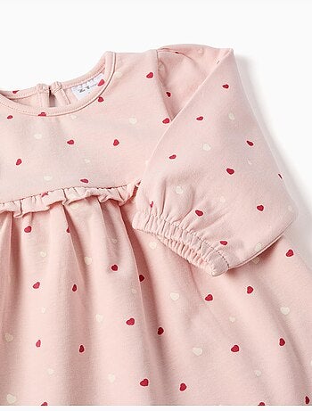 Vestido perchado con estampado de corazones