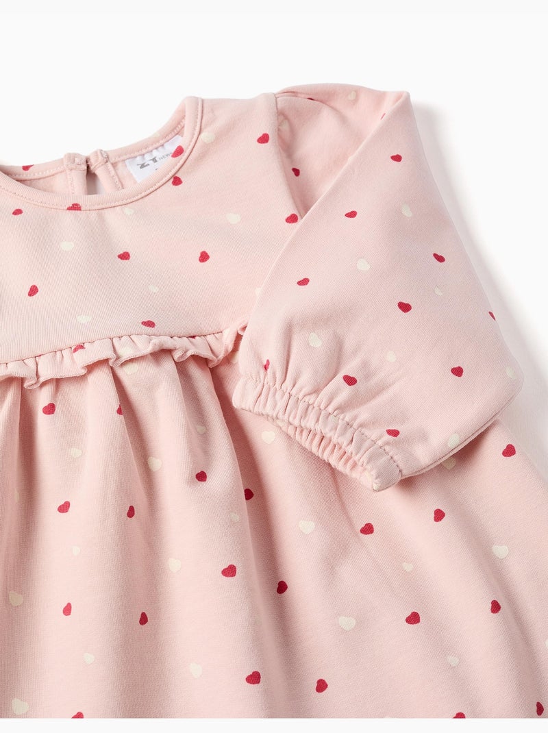 Vestido perchado con estampado de corazones Rosa - Kiabi