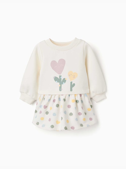 Vestido perchado con estampado de corazones y lunares - Kiabi