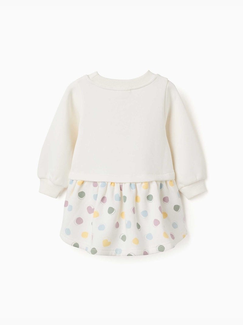 Vestido perchado con estampado de corazones y lunares Blanco - Kiabi