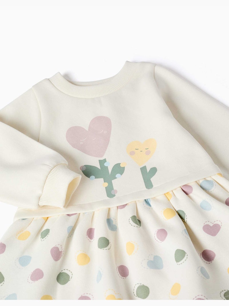 Vestido perchado con estampado de corazones y lunares Blanco - Kiabi