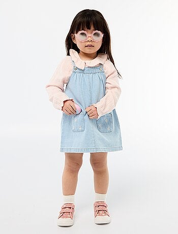 Vestido peto con 2 bolsillos de parche delanteros