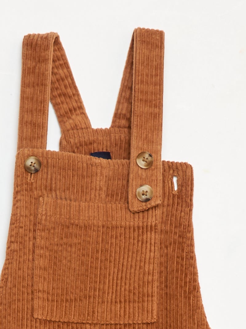 Vestido peto con bolsillo de pana Marron - Kiabi