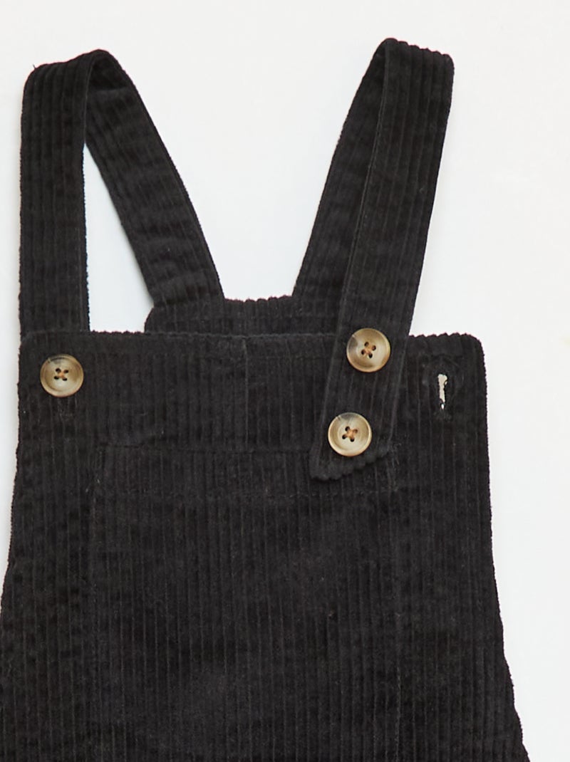 Vestido peto con bolsillo de pana Negro - Kiabi