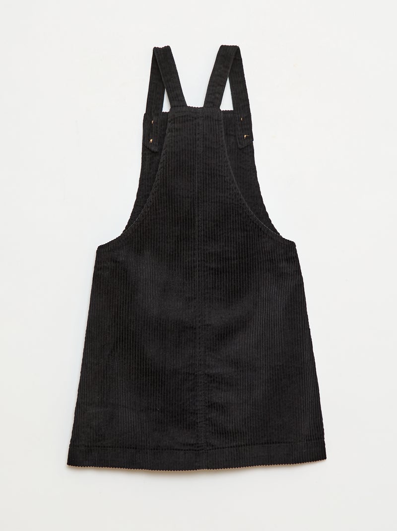 Vestido peto con bolsillo de pana Negro - Kiabi