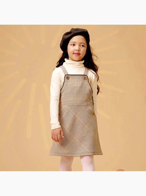 Vestido Peto de Invierno para Niña | Cuadros Tartan Marrón | LOLA - Kiabi